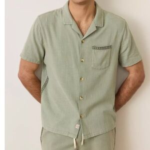 Marine Layer Men's Embroidered Short Sleeve Resort Shirt Shadow Small New W Tags